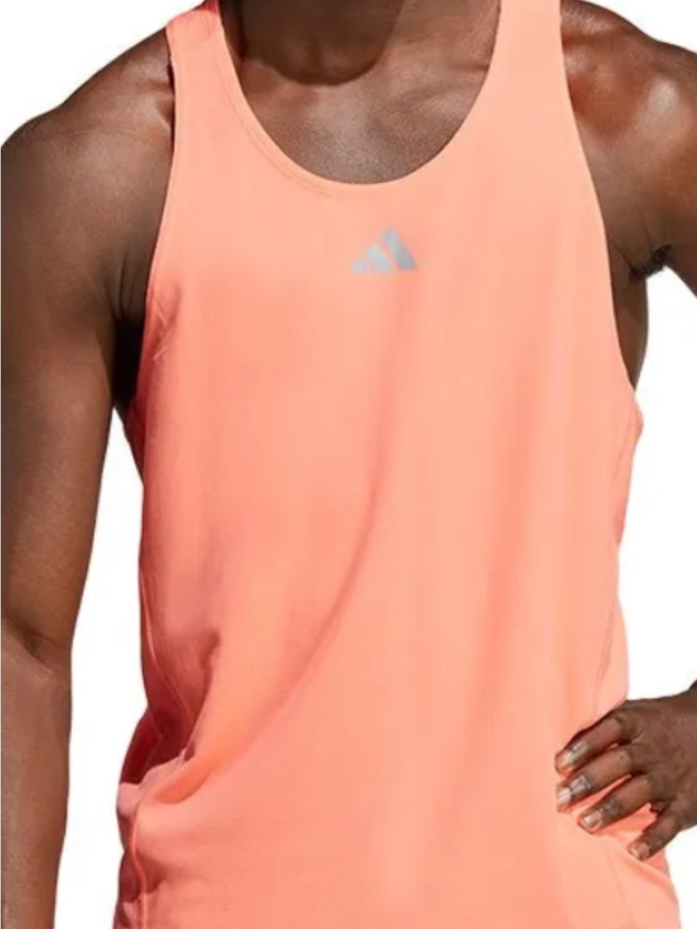 Adidas Aeroready Tank Top Racerback Reflective Peach Orange S Slim Fit NWT - Picture 2 of 7